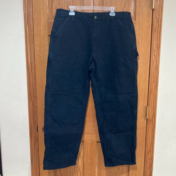 Carhartt Other - CARHARTT Men's 40 X 30 Black Carpenter Flannel Lined Canvas Work Pants B111 EUC